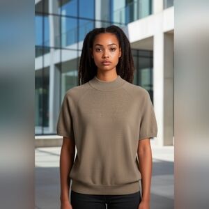 The TOG Shop Women's Gray Short Sleeve Mock Neck Sweater, Size XL